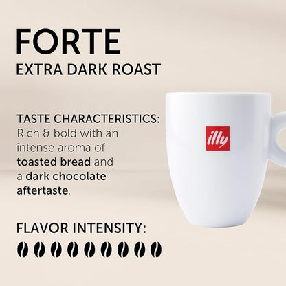Illy Coffee, Ground Drip Forte, Extra Dark Roast, 100% Arabica Bean Bold Signature Italian Blend, No Preservatives, 8.8 Ounce (Pack Of 1)