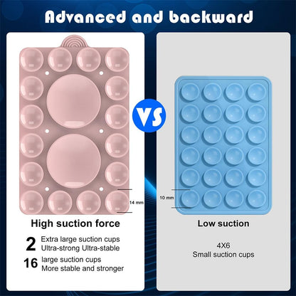 Double Sided Silicone Suction Phone Holder Mount,Compatible with iPhone and Android Cases Hands-Free Mirror Shower Phone Mount Strong Grip Holder (Light Pink, Double Sided 2PCS)