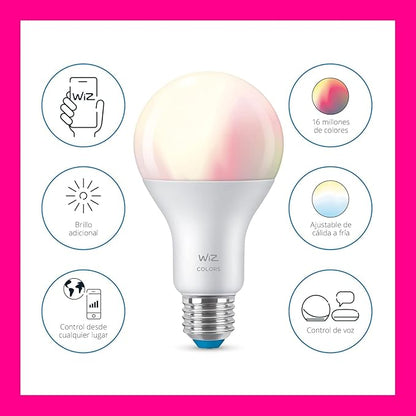 WiZ Connected 100W A21 LED Smart Light Bulbs - Connects to Your Wi-Fi - E26 Smart Bulb - Control with Voice or App + Activate with Motion - Matter Compatible - 1 Pack