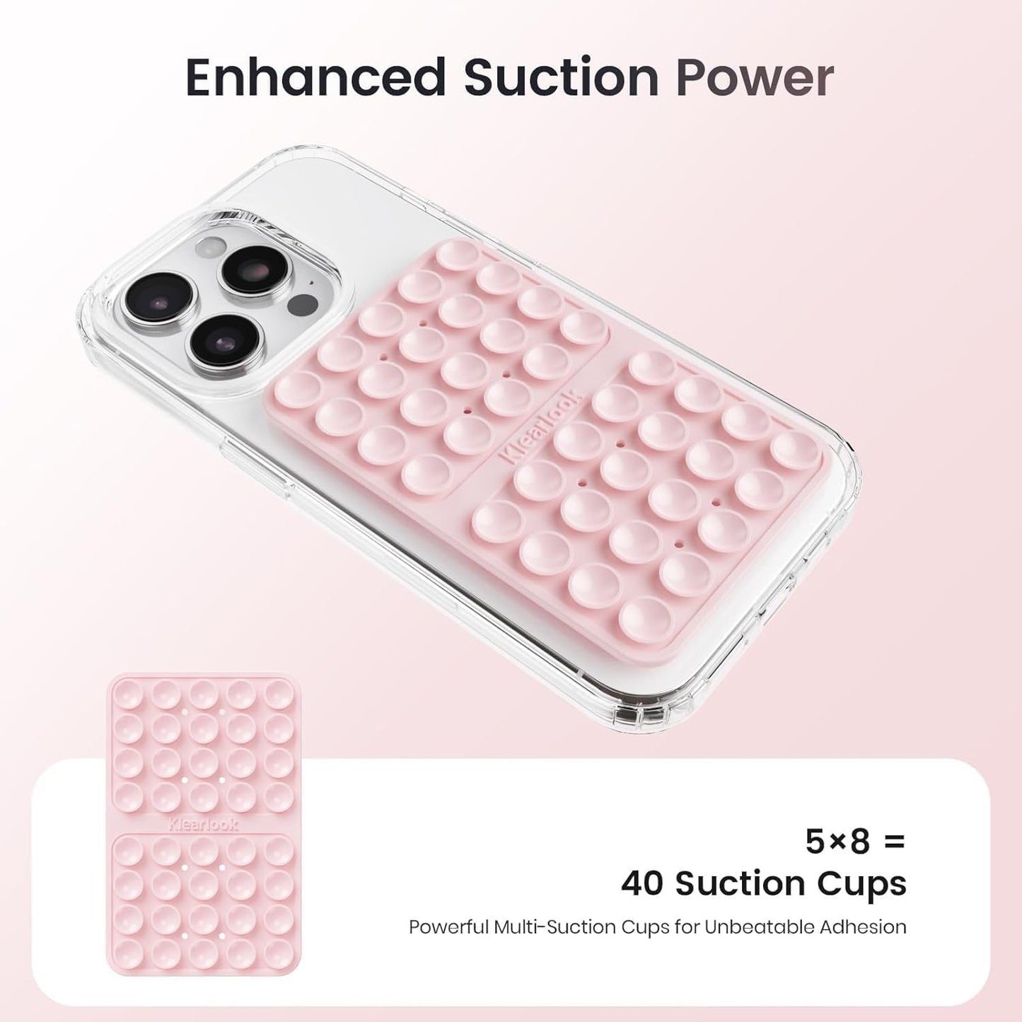 Klearlook 4Pack Silicone Suction Cup Phone Case Mount Double Sided, Sticky Phone Grip for Cell Phone, Hands-Free Phone Accessories for Selfies and Videos, Light Blue & Light Pink & Black & White