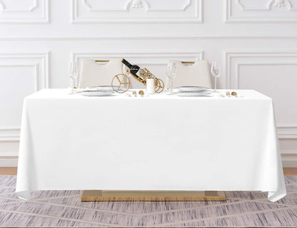 Surmente 10 Pack White Rectangle Tablecloth 90 x 156-inch Rectangular Polyester Table Cloth for Weddings, Banquets, or Restaurants