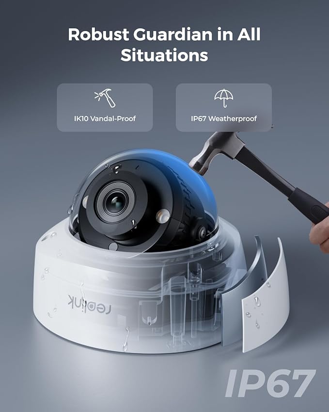 Reolink 5MP 8CH Home Security Camera System, 4pcs 5MP IK10 Vandalproof PoE Cams Wired Outdoor, 130° Ultra Wide Angle, Color Night Vision, Smart AI Detection, 2-Way Talk, 8CH NVR 2TB HDD, RLK8-500V4