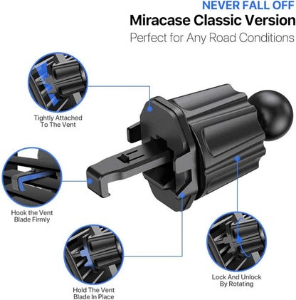 Miracase Phone Holders for Your Car with Metal Hook Clip, Air Vent Cell Phone Car Mount, Hands Free Universal Automobile Cradle Fit for iPhone Android and All Smartphones, Classic Black