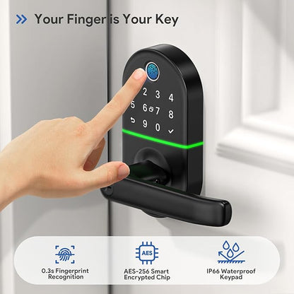 Smart Keypad Door Lock with Handle: NICE DIGI Keyless Entry Electronic Lock for Front Door, Easy Installation (Black)