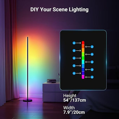 NEEWER NF04 Smart LED Floor Lamp, 1000lm RGBW Standing Corner Light, Compatible with Google Assistant Alexa, APP/AI Design/Music Sync/16 Million Color Ambient Lighting, Living Room Bedroom Home Decor