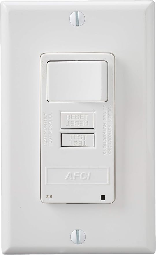 Leviton AFCI/Switch Combination, 15 Amp, Self Test, LED Indicator Light, AFSW1-W, White