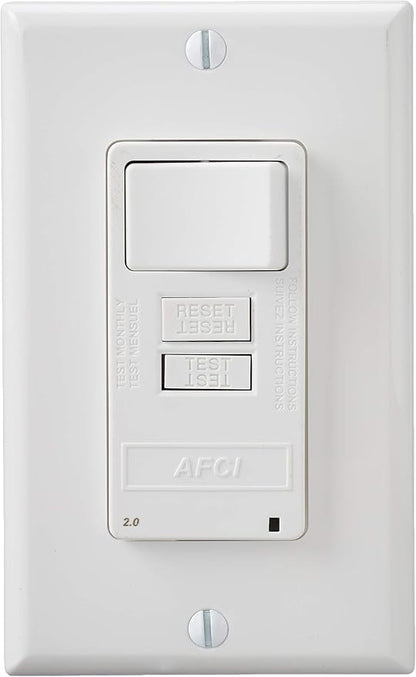 Leviton AFCI/Switch Combination, 15 Amp, Self Test, LED Indicator Light, AFSW1-W, White