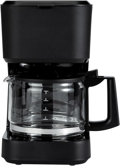 Amazon Basics 5 Cup Drip Coffee Maker with Glass Coffee Pot (0.8 Qt), Auto Shut-off, Auto Pause, Removable Filter Basket, Matte Black
