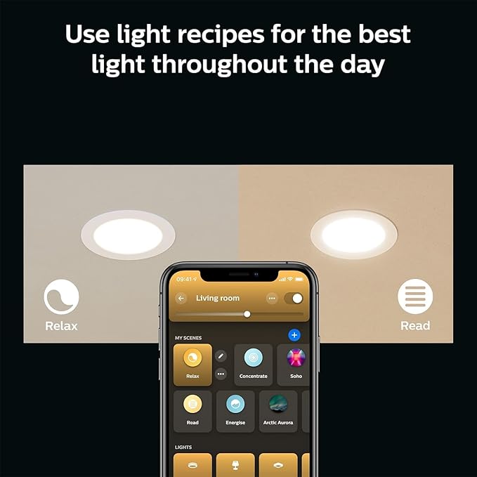Philips Hue Smart Slim 5/6 Inch LED Recessed Light - White and Color Ambiance - 6 Pack - 1200LM - Indoor Ceiling - Control with Hue App - Works with Voice Assistants