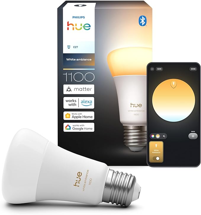 Philips Hue Smart LED A21 Bulb, White Ambiance, E26, 13.5W, Full Spectrum Light 1000K-20000K,1600 Lumens, Dimmable LED Bulbs, Works with Alexa, Google Assistant, Apple Home, 1-Pack