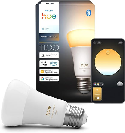 Philips Hue Smart LED A21 Bulb, White Ambiance, E26, 13.5W, Full Spectrum Light 1000K-20000K,1600 Lumens, Dimmable LED Bulbs, Works with Alexa, Google Assistant, Apple Home, 1-Pack