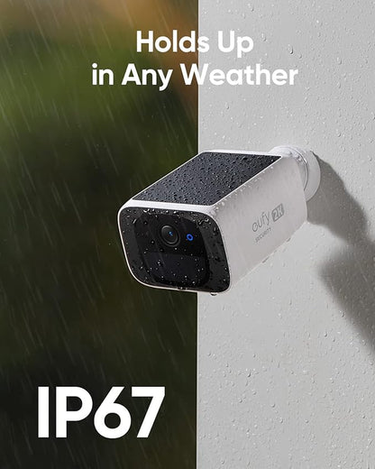 eufy Security S220 SoloCam 4-Cam Pack, Solar Charging, Wireless Outdoor Camera, Continuous Power, 2K Resolution, Day and Night Clarity, 2.4 GHz Wi-Fi, No Monthly Fee