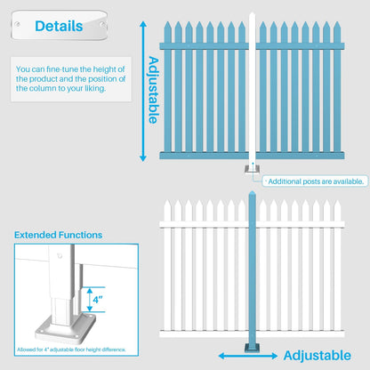 Patio 2 Sets Vinyl Picket Fence Panels 36" H x 84" W White PVC Decorative Fence for Front Yard Porch Patio Deck Pool Air Conditioner Fence Safety Dog Fence (34 Pickets, Straight)
