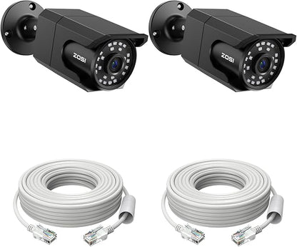 ZOSI 2Pack 4K 8MP Security PoE IP Bullet Camera Outdoor Indoor with Audio, Human Detection, 100ft B&W Night Vision, 4.0mm Lens, 90° Viewing Angle, IP66 Weatherproof (Only Work 4K POE NVR)