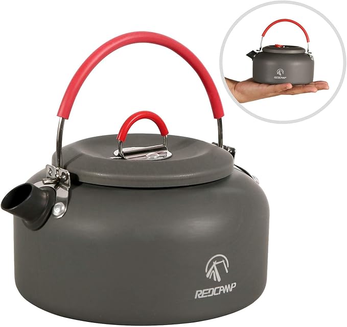 REDCAMP 0.8L Mini Outdoor Camping Kettle, Aluminum Water Pot with Carrying Bag, Lightweight Compact Tea Kettle
