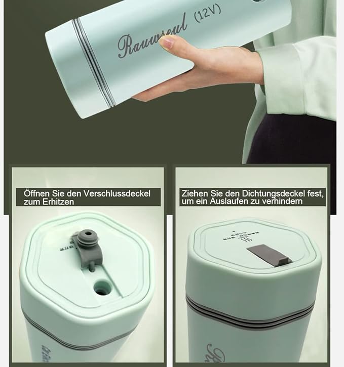 Portable Electric Travel Kettle, 350ml, BPA-Free & Food-Grade 304 Stainless Steel, Heats to 98°C, One-Button Operation & Auto Shut-Off, 12V/7A 80W Car Kettle for Car, Truck, RV