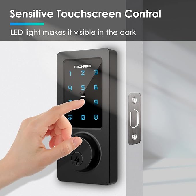 Keyless Entry Door Lock, Smart Deadbolt Lock with Bluetooth App, Electronic Keypad, IC Card, Keys, Security Waterproof Easy Install Ideal for Home, Apartment, Office, Hotel