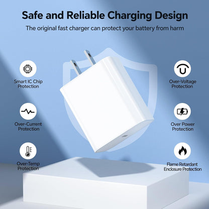 Compatible with iPhone 14 13 12 Charger, 20W Fast Charging Wall Charger,10 FT USB ightning Cable,Phone Charger Cord for Phone 14/13/12/12 Pro Max/11/Xs Max/XR/X,AirPods Pro and More(Pink/Yellow/Blue)