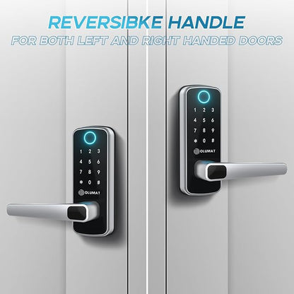 Smart Door Lock, OLUMAT Keyless Entry Door Lock Fingerprint Door Lock with Keypad Digital Lock with Handle for Home, Rental, Garage, Office and Hotel