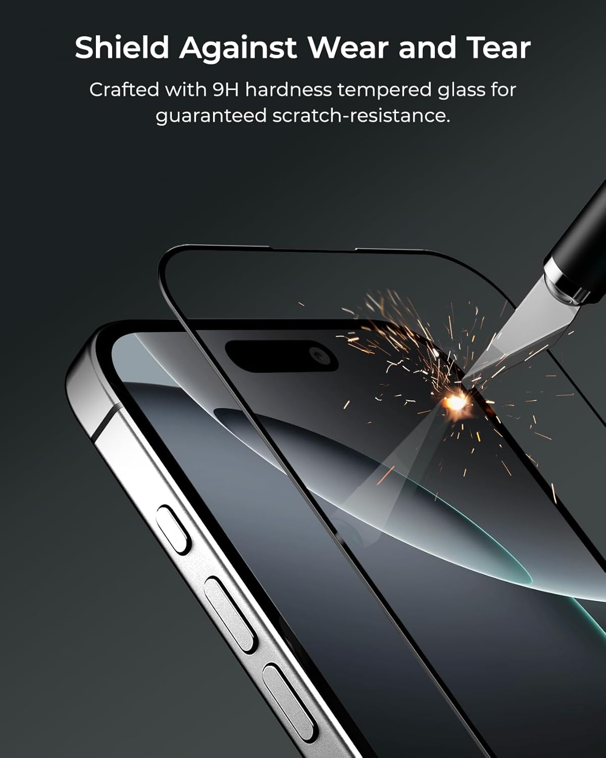 iOttie Terra iPhone 16 Tempered Glass Screen Protector Military Grade 9H Hardness Shatterproof Scratch Resistant, Edge to Edge Protection Easy Bubble Free Install, 2 Pack