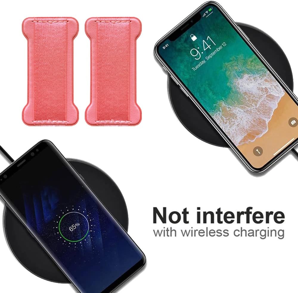 Phone Grip Holder for Hand, Universal Finger Strap Phone Holder, Finger Selfie Grip Compatible with Most Smartphones (Pink) - 2Pack