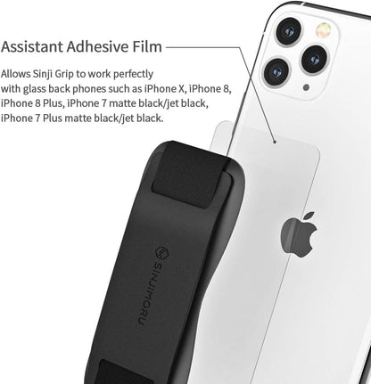 Sinjimoru Phone Grip with Silicone Band – Comfortable One-Hand Holder & Kickstand for Smartphones, Tablets, and eReaders for iPhone, Android, and Kindle Sinji Grip Silicone Clementine