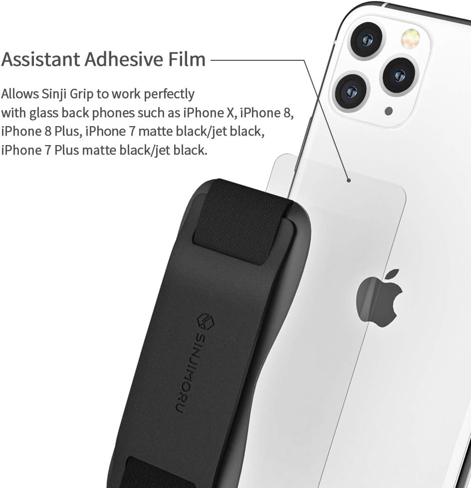 Sinjimoru Phone Grip with Silicone Band – Comfortable One-Hand Holder & Kickstand for Smartphones, Tablets, and eReaders for iPhone, Android, and Kindle Sinji Grip Silicone Olive Grey