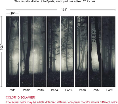 Foggy Forest Wallpaper Misty Jungle Rainforest Trees Nature Landscape Wall Mural(Not Peel n' Stick)