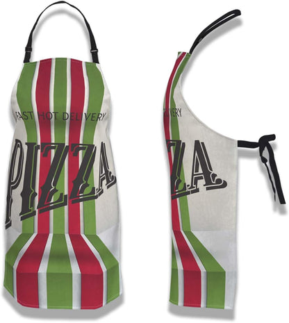 Cute Cooking Apron for Men Retro Pizza Pinafore Aprons for Women for Kitchen Cooking Restaurant BBQ Painting Crafting Gardening 27” (W) x 31” (H), Waterproof Apron