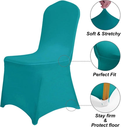 SUPERO Waterproof Spandex Chair Cover 12PCS, Stretch Dining Chair Covers, Polyester Outdoor Chair Covers, Protector Stretch Chair Cover for Party Universal, Banquet, Wedding Event, Hotel(Turquoise)