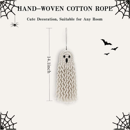 Handmade Cute Ghost Halloween Decor, Halloween Decorations Indoor & Outdoor Party, 14 inch Fall Decor Hanging Ornaments for Home Front Door, Window, Wall, Yard, Tree, Car, Garage Door