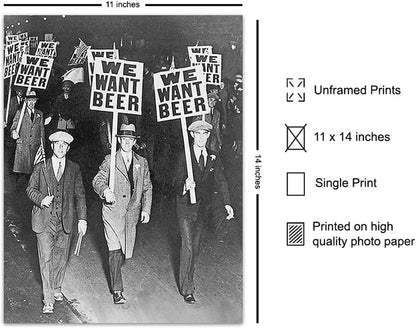 Vintage Prohibition Beer Poster LARGE 11x14 - Unique Wall Art Decor for Home, Bar, Cafe - Funny Saying Retro Art Print - Bar Room Decor - Vintage Decorations - Bar Art - Retro Decor - Funny Saying