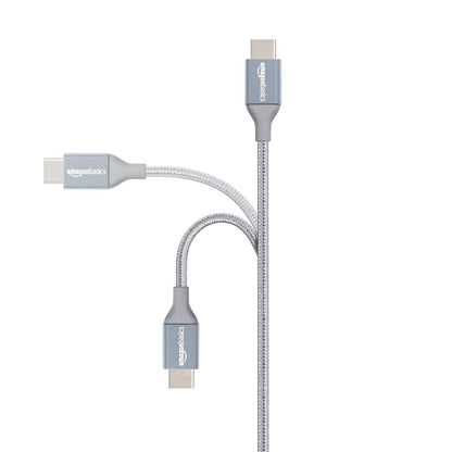 Amazon Basics USB-C to USB-A 2.0 Fast Charger Cable, Nylon Braided Cord, 480Mbps Speed, USB-IF Certified, for Apple iPhone 16/15, iPad, Samsung Galaxy, Tablets, Laptops, 10 foot, Dark Grey