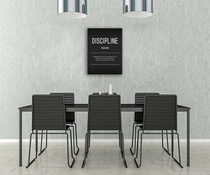 Office Decor Discipline Noun Inspirational Canvas Wall Art Inspiring Painting Prints Motivational Quotes Posters Inspiration Living Room Home Decor Artwork Framed Ready to Hang[18" W x 24" H]