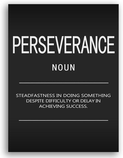 Motivational Painting Office Decor Inspirational Canvas Wall Art Perseverance Noun Pictures Inspirational Success Posters and Prints Artwork Home Gym Decor Framed Ready to Hang[30" W X 40" H]