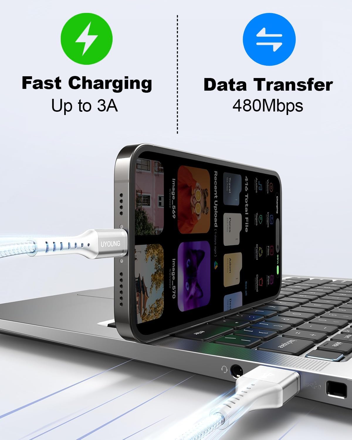 Short Multi Charging Cable 1FT 2Pack 3 in 1 Charger Cord Braided Universal Phone Cords with Lightning/Type C/Micro USB Connectors, Multiple USB Cable for iPhone/Samsung/Google Phones and More