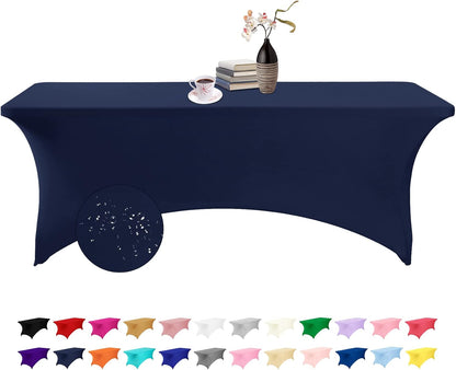 Spandex 8ft Waterproof Table Cover for Party,Wedding, Banquet, and Events(Navy)