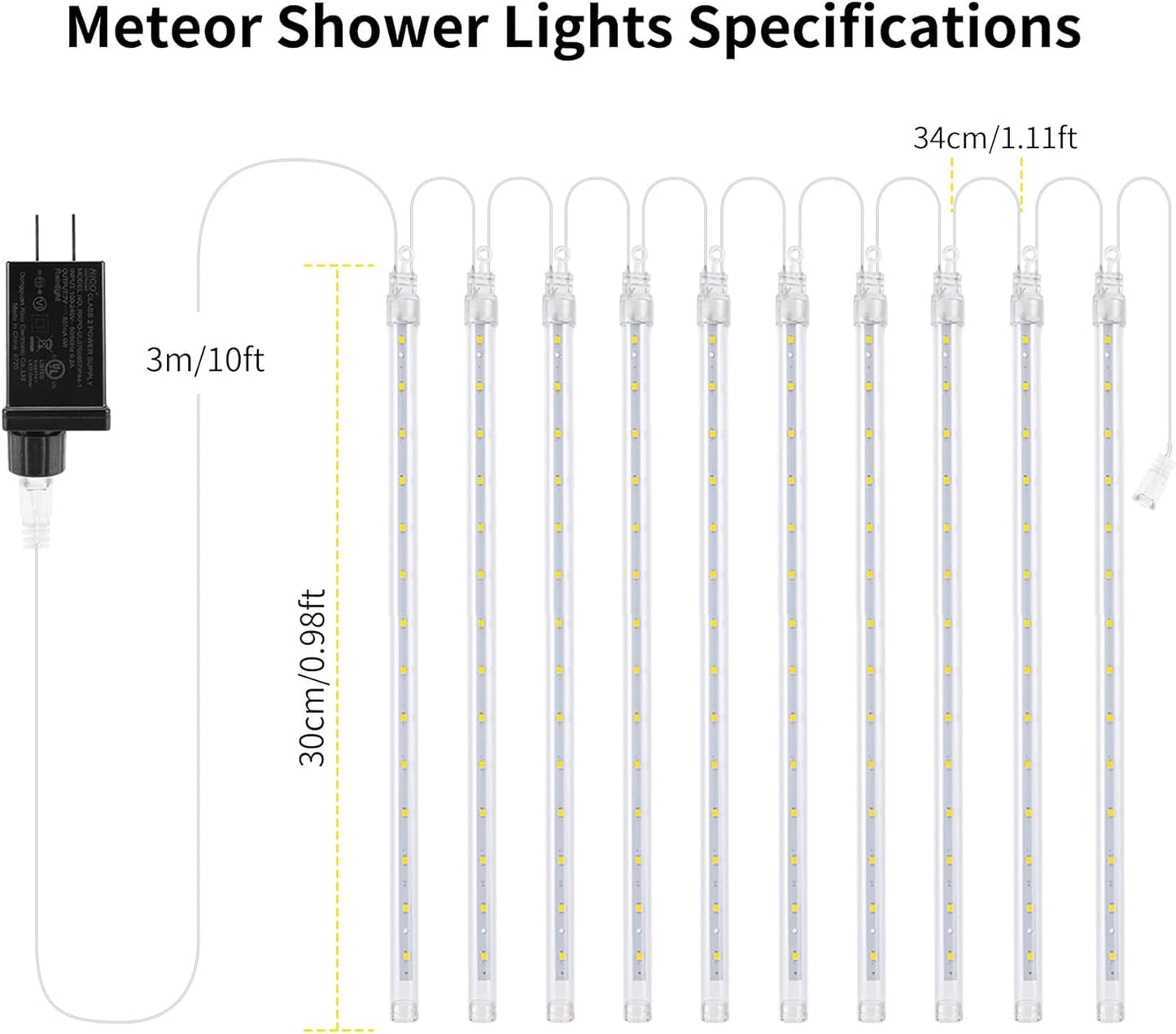 【2 Pack】 Christmas Lights Meteor Shower Rain Lights 12inch, Totally 20 Tube 480 LEDs Icicle Lights Outdoor Raindrop Lights for Xmas Halloween Wedding Party Tree Holiday Decoration, Red