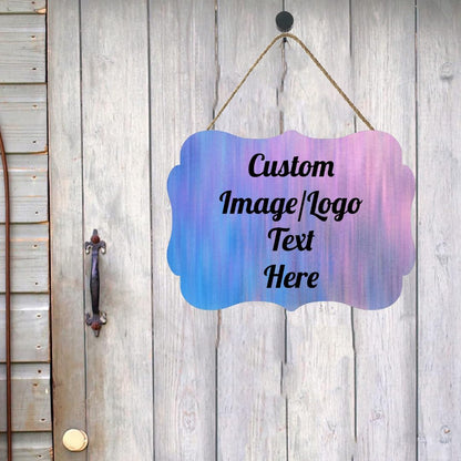 Personalized Wooden Welcome Sign Front Door Decor Personalized Home Sign Door Decorations Customized Image/Text Hanging Door Sign Farmhouse Decorations for Home Office 11.2 * 8 Inch