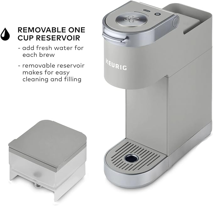 Keurig K-Mini Plus Single Serve Coffee Maker – Slim 5-Inch Design, 6–12oz Brew Size, Pod Storage & Cord Wrap – Gray (Renewed)