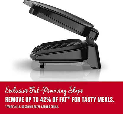 George Foreman GR10B 2-Serving Mini Grill & Panini Press, Compact 7.3” x 5.6” Cooking Surface,1–2 Servings, Dorms & Small Kitchens