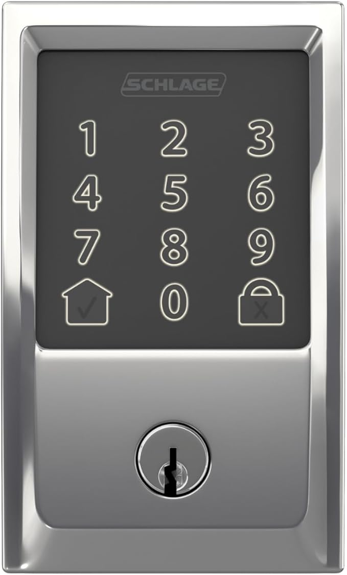 Schlage Encode Smart WiFi Deadbolt with Century Trim In Bright Chrome