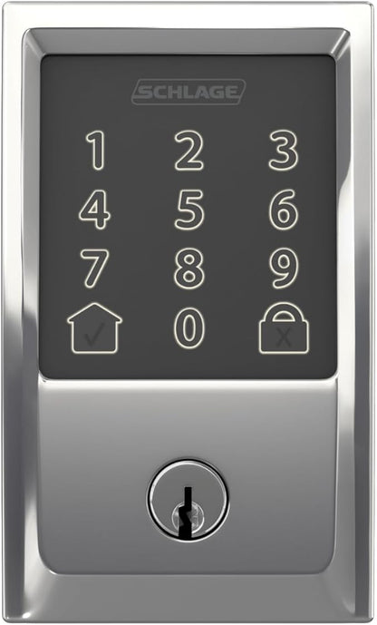Schlage Encode Smart WiFi Deadbolt with Century Trim In Bright Chrome