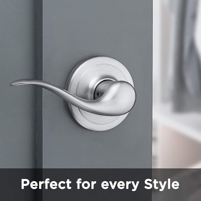 Kwikset Tustin Interior Passage Door Handle, Lever For Closet and Hallway Doors, Reversible Non-Locking Handle Lever, Satin Chrome, 1 Count (Pack of 1)