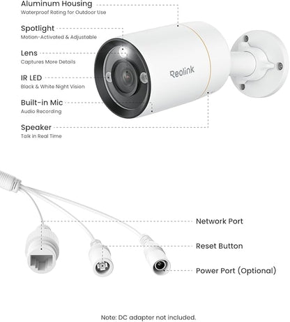 REOLINK 12MP PoE IP Camera Outdoor, Bullet Surveillance Cameras for Home Security, Smart Human/Vehicle/Pet Detection, 700lm Color Night Vision, Two Way Talk, Up to 512GB microSD Card, RLC-1212A