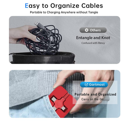 6 Pcs 3 in 1 Retractable Multi Chargers Cable(3.28FT) with USB C/Micro USB/IP and Phone Stand, Festivals and Birthday Gift for Your Family and Friends, Compatible with iPhone/Android/Tablet