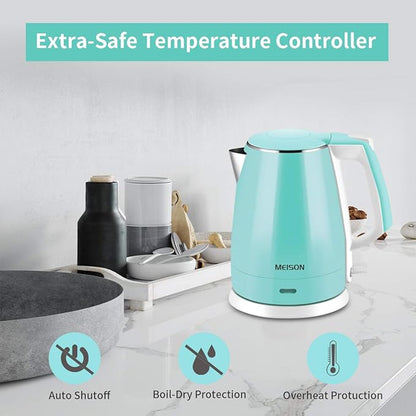 Electric Kettle(BPA Free), Double Wall Water Boiler Heater, Stainless Steel Interior, Cool Touch Coffee Pot & Tea Kettle, Auto Shut-Off and Boil-Dry Protection, 1.5L, 2 Year Warranty