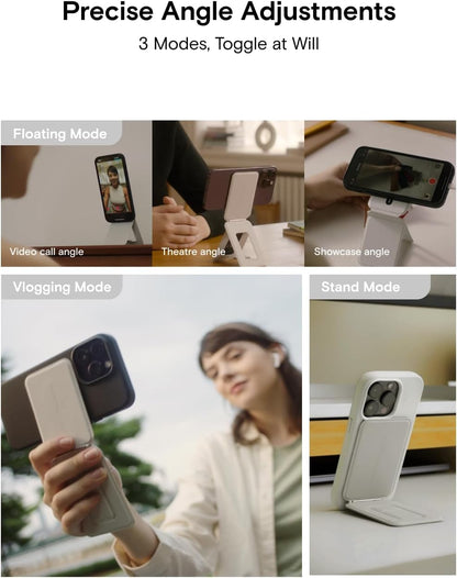 MOFT Phone Tripod Stand Selfie Stick for iPhone, Multi-Angles iPhone Stand, Lightweight & Portable Phone Holder, Strong Magnets, MOVAS Vegan Leather, Travel Essentials, Sapphire (Without Card Slot)