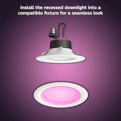 Philips Hue Smart 5/6 Inch LED Downlights, Color-Changing Recessed Lighting, 6 Pack,1100LM, Control with Hue App, Compatible with Alexa, Google Assistant, and Apple HomeKit