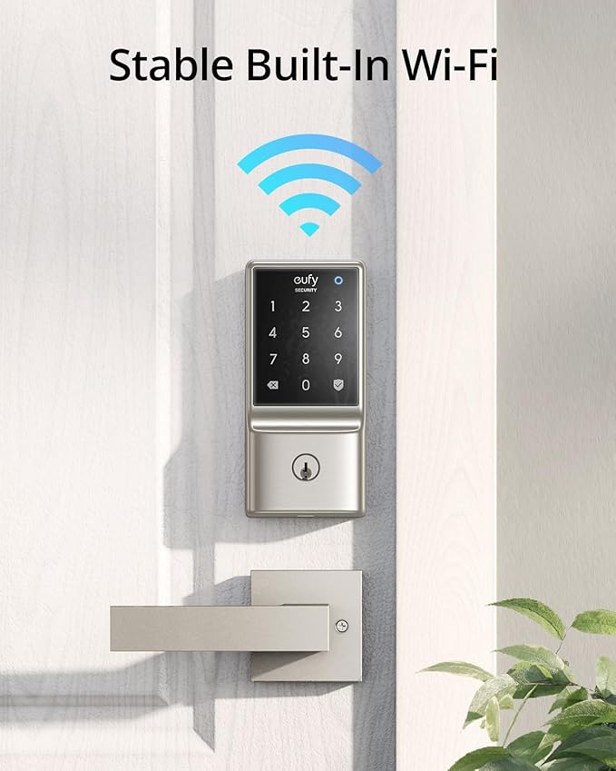 eufy Security Smart Lock C210, Keyless Entry Door Lock for Front Door, Built-in WiFi Deadbolt, No Bridge Required, Easy Installation, Touchscreen Keypad, App Remote Control, 4 AA Batteries, Nickel
